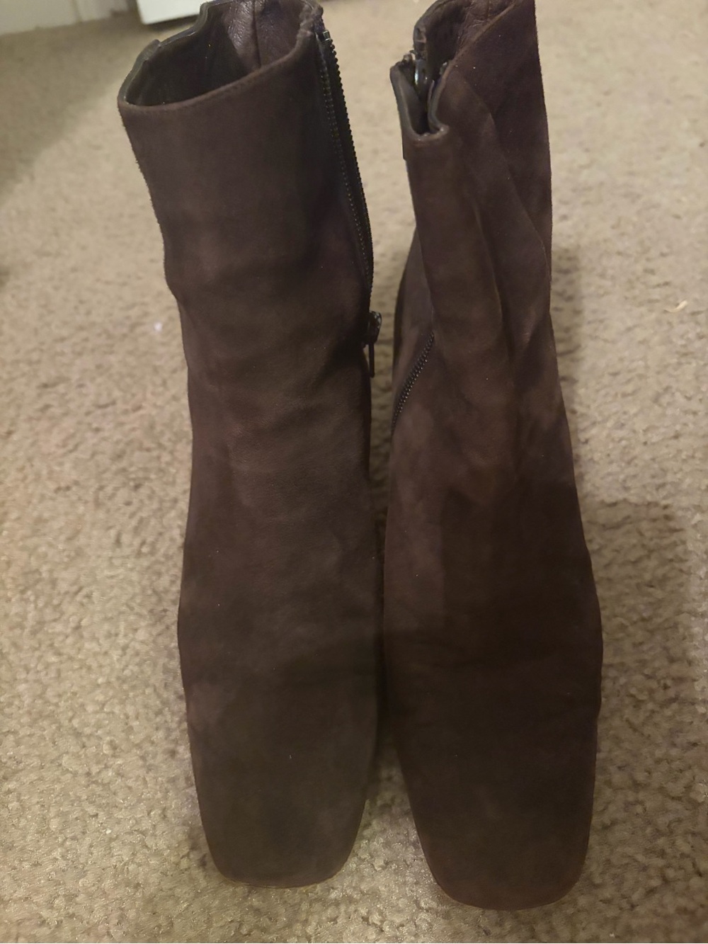 Hugo Buscati Dark Brown Suede Ankle Booties with Side Zip